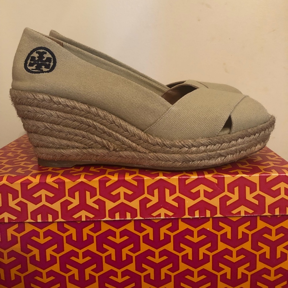 Tory Burch Oatmeal Canvas Wedge 8